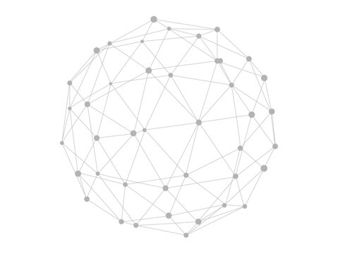 Technology abstract shape. Dots connected by lines. Minimalist mesh sphere. Abstract polygonal shape.