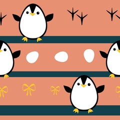 Easter animals seamless penguin and eggs pattern for wrapping paper and fabrics and linens and spring kitchen textiles