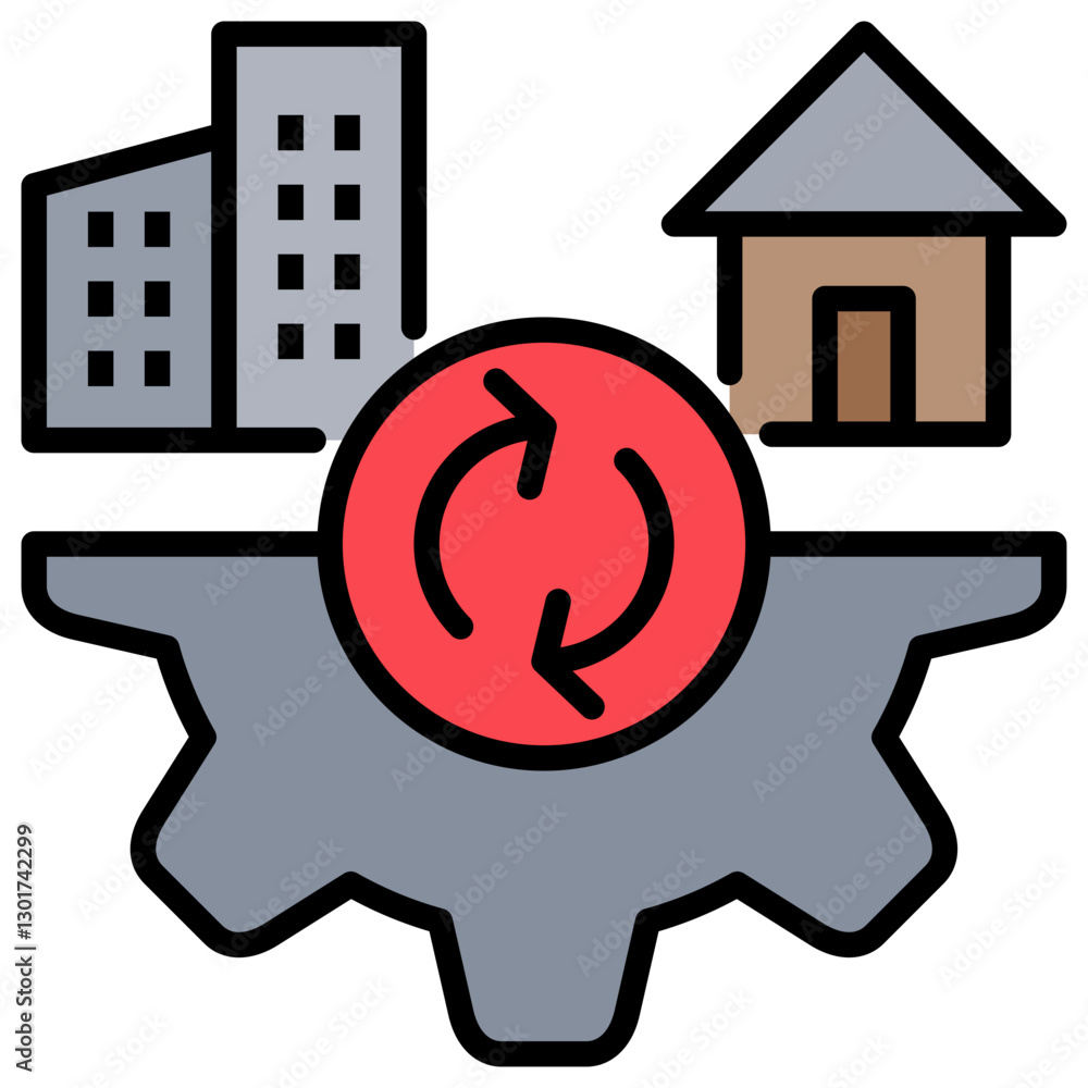 Poster hybrid work lineal color icon