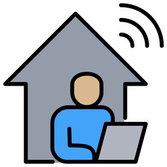 Hybrid Work Lineal Color Icon