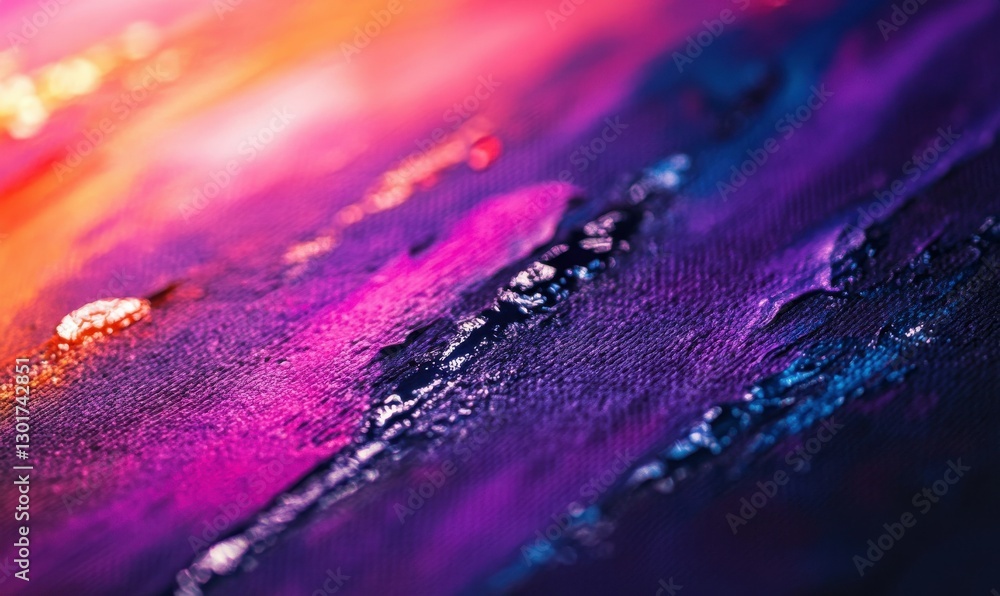 Poster abstract close-up of colorful paint splatters on a textured canvas illuminated by gradient lighting 