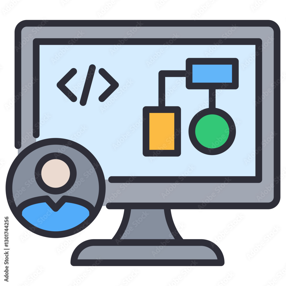 Poster Software Engineer Lineal Color Icon