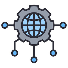 Central Lineal Color Icon