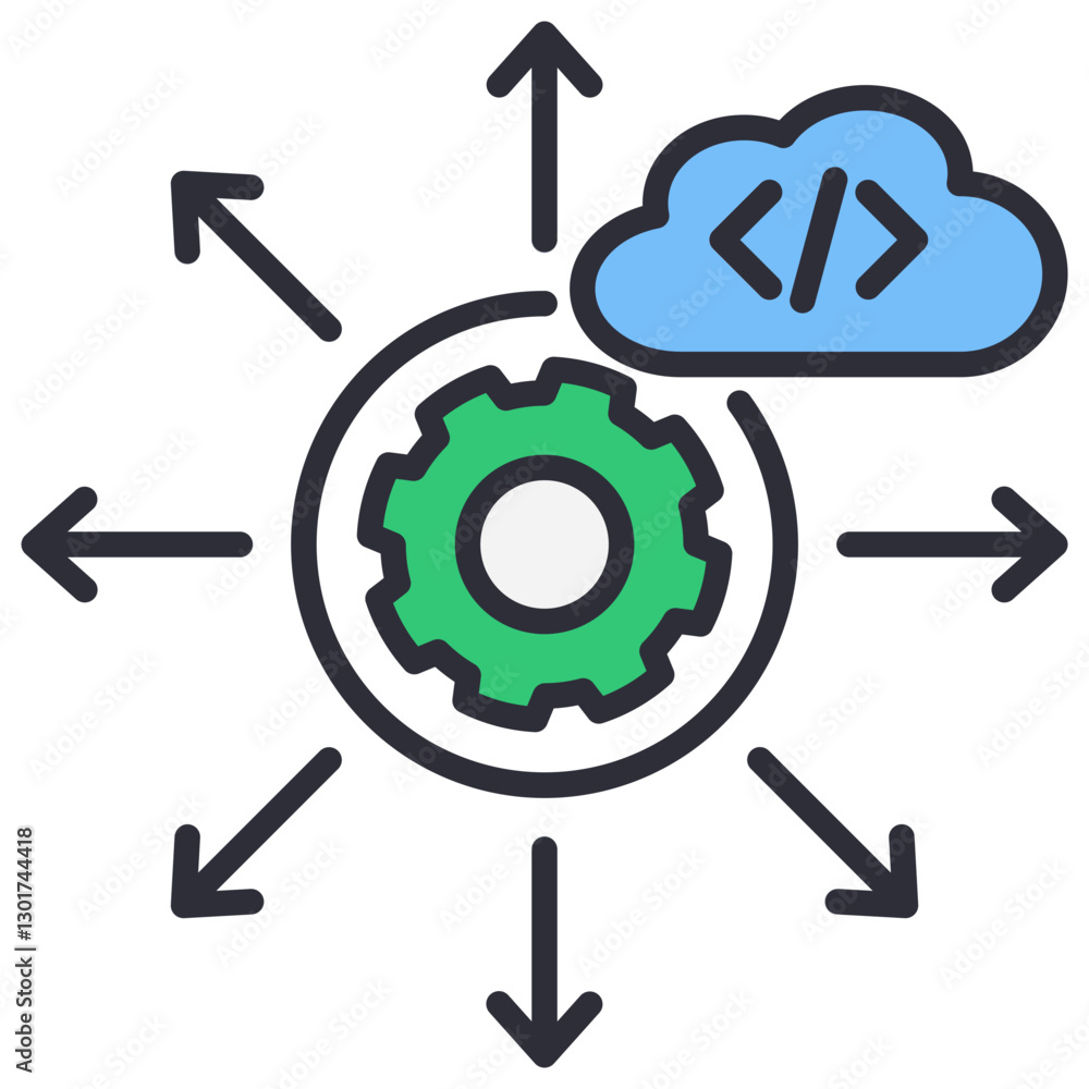Poster deployment lineal color icon