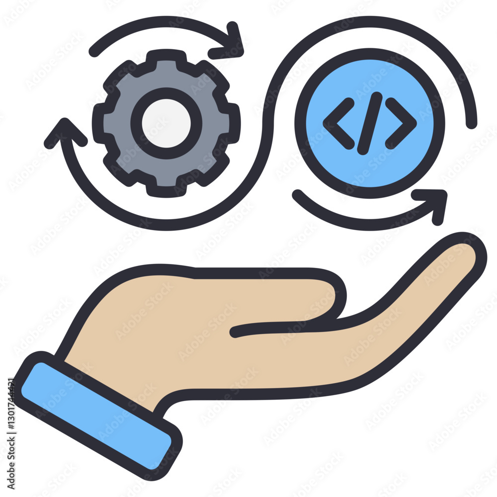 Poster continuous lineal color icon