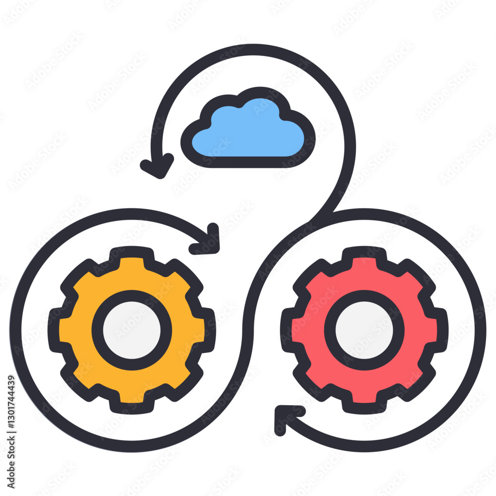 Poster devops lineal color icon