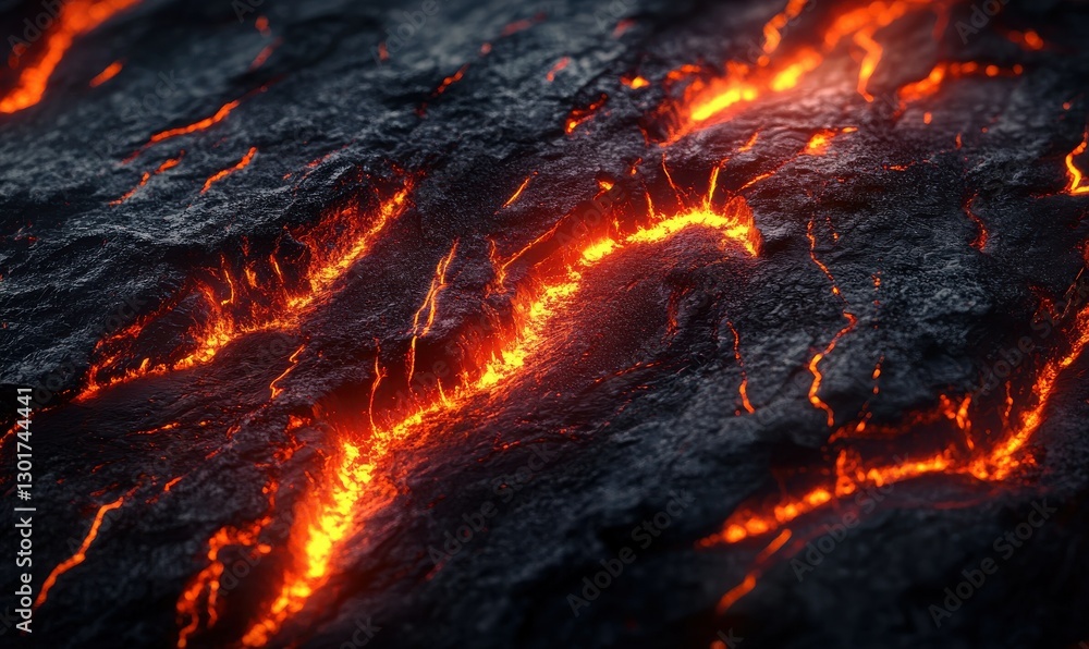 Aufkleber abstract streaks of fiery orange and red light cutting through a black textured surface, illuminated