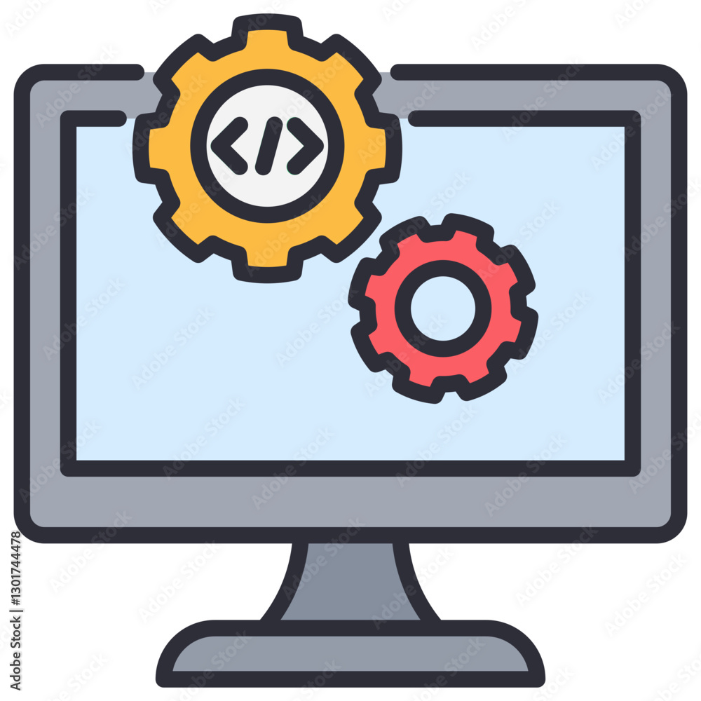 Poster Software Development Lineal Color Icon