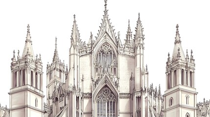 Fototapeta premium Filigreed detailing and towering spires in a gothic cathedral high resolution picture