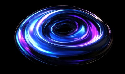 Obraz premium Abstract swirl of blue and purple liquid textures against a black background, illuminated by glowing neon light creating depth and fluidity