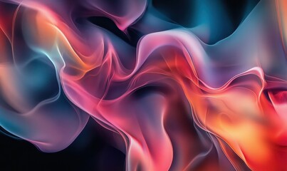 Obraz premium Abstract swirl of colorful smoke on a black background, illuminated by soft light creating a vibrant and dynamic composition