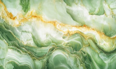 Obraz premium Abstract textured green marble surface with deep veins and glossy reflections, creating a luxurious and striking visual
