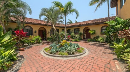 Fototapeta premium Tropical Courtyard Home Garden