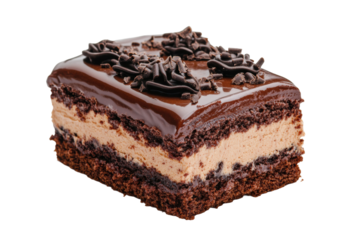 Creamy chocolate dessert slice, cut out