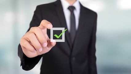 Business professional engages in digital decision making office environment image of confidence professional viewpoint digital concept