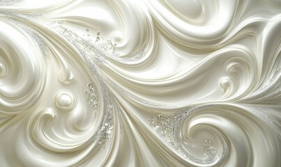 Obraz premium Artistic abstract design with swirling ivory and silver textures illuminated by soft light emphasizing its luxurious and dynamic appearance