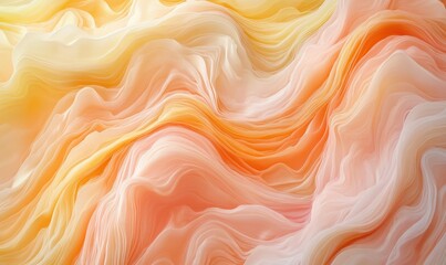 Obraz premium Artistic abstract waves of pastel orange and pink flowing seamlessly, illuminated by soft light for a clean and modern aesthetic