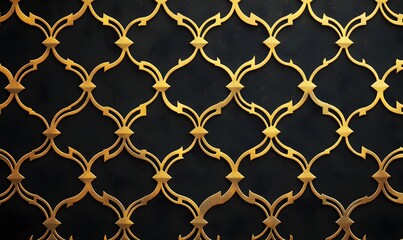 Naklejka premium Elegant gold pattern on black backdrop for luxury design or sophisticated backgrounds