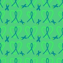 Breast cancer month seamless pink ribbon day mammogram pattern for wrapping paper and medical accessories