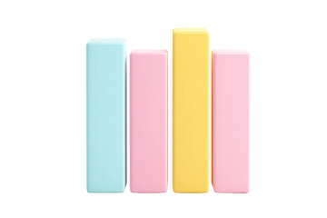 Colorful blocks on a white surface, cut out