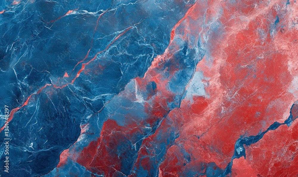 Poster abstract red and blue marble texture with swirling patterns.