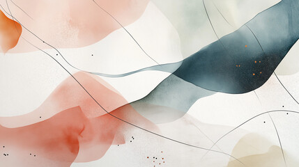 abstract watercolor flowers and leaves 