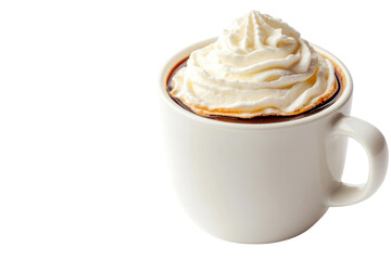 Creamy coffee topped with whipped cream, cut out