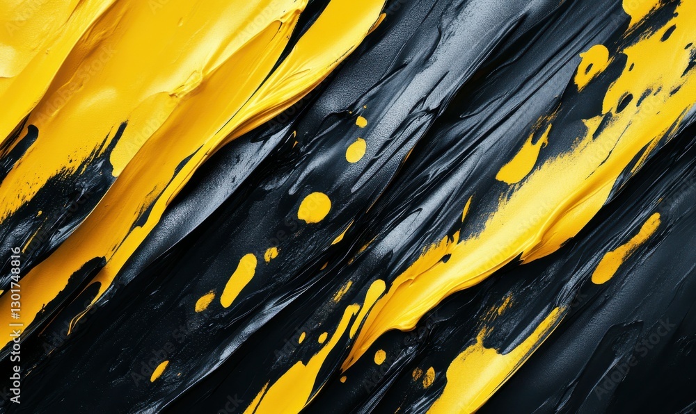 Aufkleber bold black and yellow paint streaks clashing dynamically, creating a high-energy abstract background