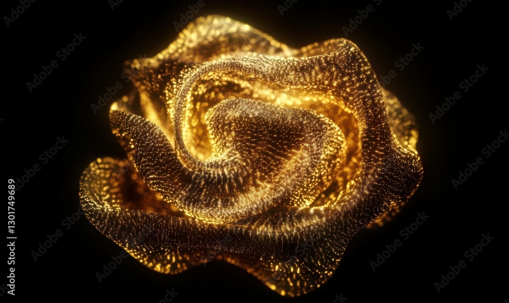 Aufkleber luxurious composition of shimmering golden particles swirling dynamically against a sleek black back