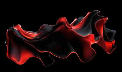 Luxurious red and black silk fabric folds illuminated by glowing highlights, creating a bold and elegant design