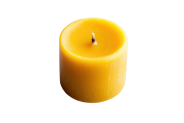 Yellow beeswax candle with a simple design, cut out