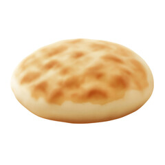 A clipart image of a fluffy round pita bread, with clean lines and solid colors emphasizing the soft, airy texture, on a white background