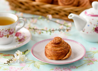 Swedish homemade bun with cinnamon