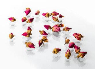 mini roses flower on a glassbackground