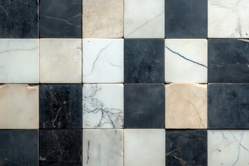Checkered marble tiles creating a luxurious and elegant surface