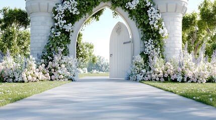 Fototapeta premium Fairytale garden entrance serene architectural bliss