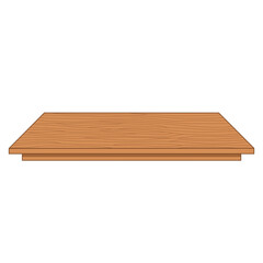 Wooden Table Top Front View. Flat and Simple Style.