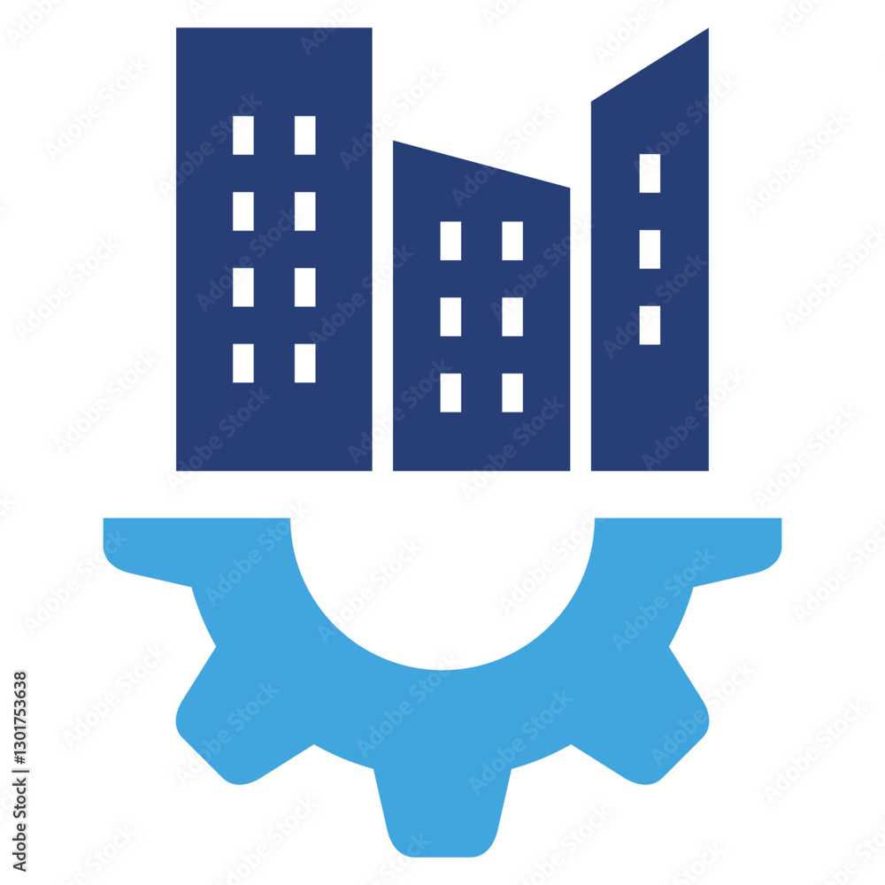 Poster office building two color icon