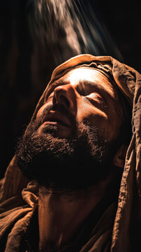 Paul being blinded by a light on the road to Damascus. Biblical depiction of Paul (then Saul) being blinded by a heavenly light.