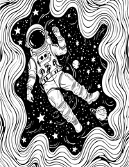 space, astronaut, planet, spacecraft, meteorite, vector, sport, illustration, grunge, music, art, design, silhouette, skateboard, people, drawing, skate, ink, poster, sketch, men © KubraDesigns