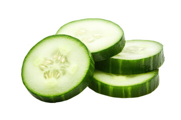 Freshly sliced cucumber for salads and snacks, cut out