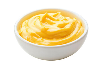Yellow sauce in a bowl for dishes, cut out