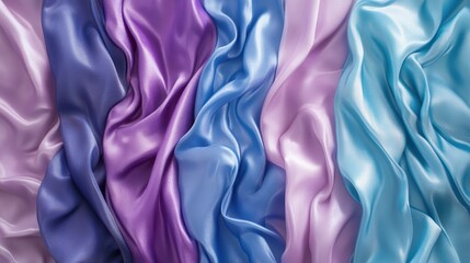A close-up view of vibrant silks in various colors and textures.
