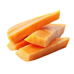Ripe Papaya Chunk isolated on transparent background, PNG