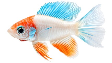 Fototapeta premium Dynamic goldfish swimming in clear aquarium underwater scene close-up view