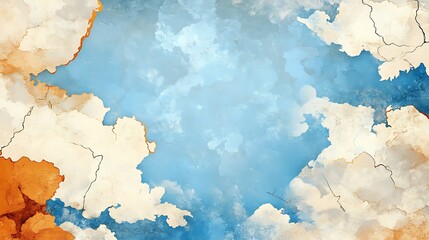 Obraz premium Whimsical Cloud Formation Digital Painting: A Textured Sky Scene AI Generated
