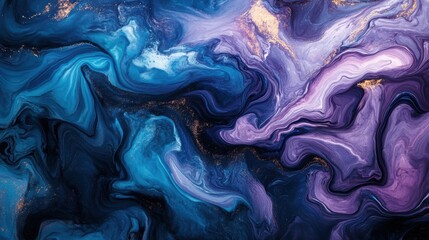 Obraz premium Vibrant close-up of a swirling painting in blue and purple hues.