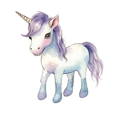 Fototapeta premium watercolors Cute unicorn surprised illustration