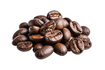 Fototapeta premium Rich roasted coffee beans in a close-up view, cut out