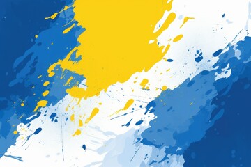 Vivid blue and yellow ink blots forming a design for abstract background needs and art projects